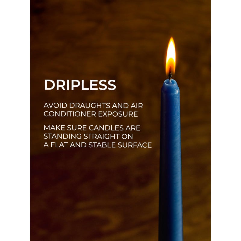 CANDWAX 10 inch Taper Candles Set of 12 - Dripless Taper Candles and Unscented Candlesticks - Perfect as Dinner Candles and Household Candles - Dark Blue Candles - Image 4